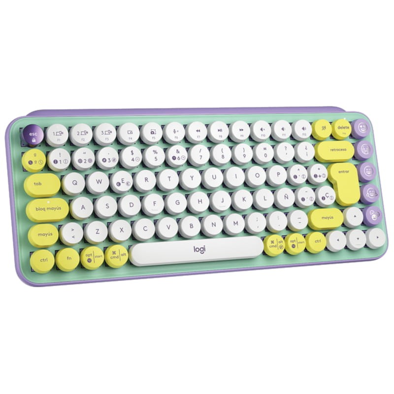 Teclado Mecánico Logitech POP Keys Inalámbrico Verde/Violeta - Ítem1