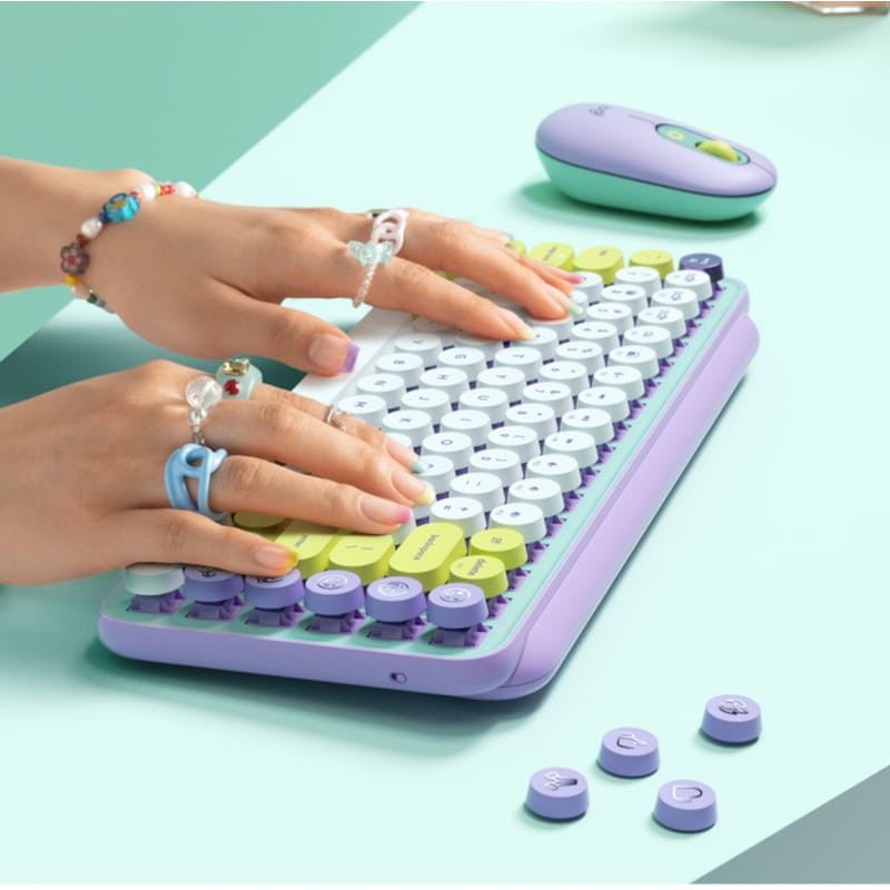 Teclado Mecánico Logitech POP Keys Inalámbrico Verde/Violeta - Ítem4