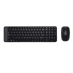 Teclado de membrana inalámbrico negro de tamaño compacto con teclas de perfil bajo y ratón óptico negro a juego, diseño minimalista y silencioso Logitech