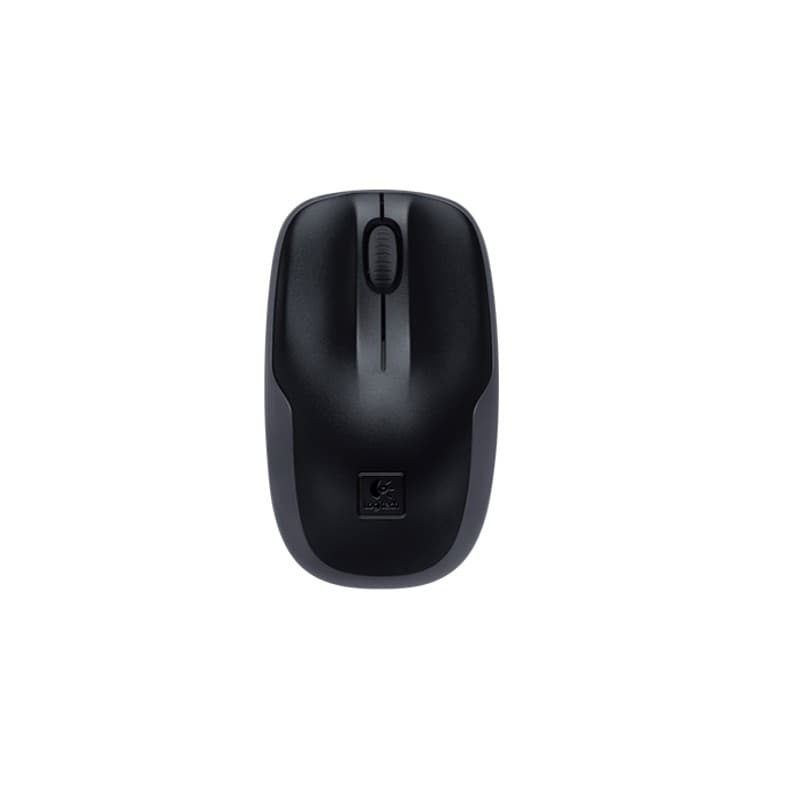 Ratón inalámbrico Logitech MK220 negro, compacto, diseño simétrico con rueda de desplazamiento central y acabado mate; parte del combo con teclado de