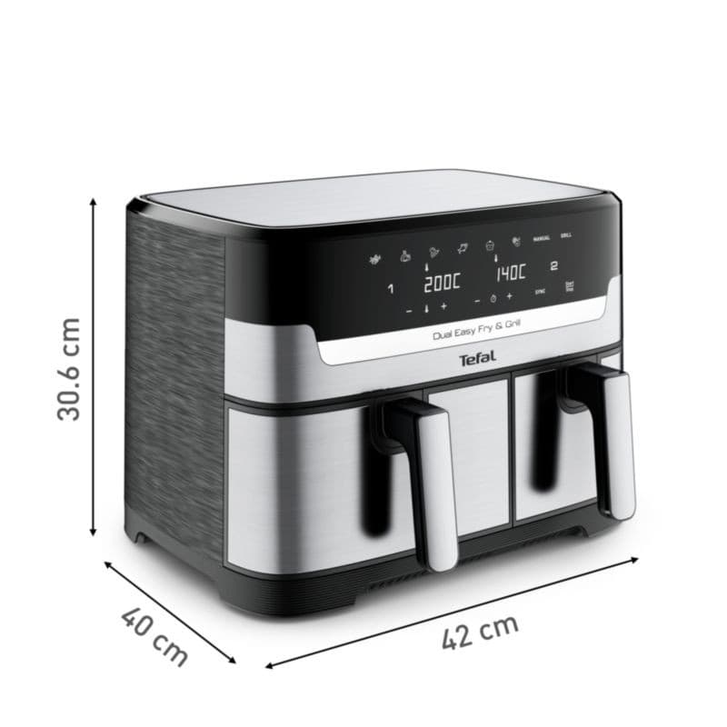 Freidora de aire Tefal Dual Easy Fry & Grill EY905D con rejilla