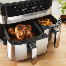 Detalle de la doble cesta de la Freidora de aire Tefal Dual Easy Fry & Grill EY905D