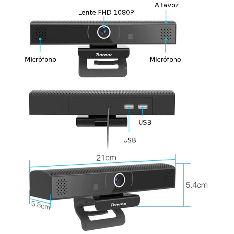 Tenveo VA1000 Vidéoconférence tout-en-un et audio HQ 1080p - Ítem9