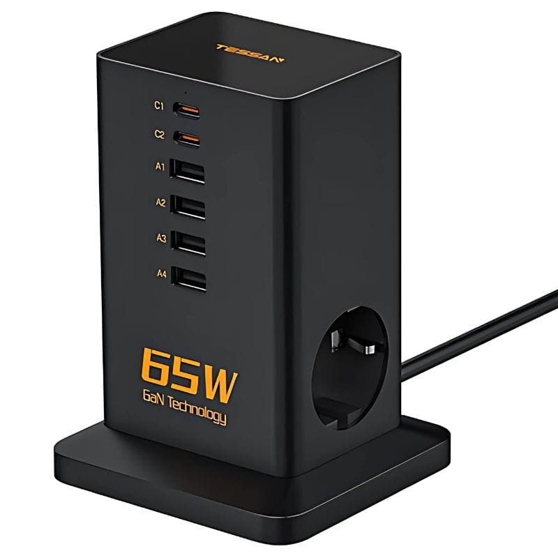 TESSAN TS-FS02DE00 6 USB + 2 enchufes CA Negro - Ítem