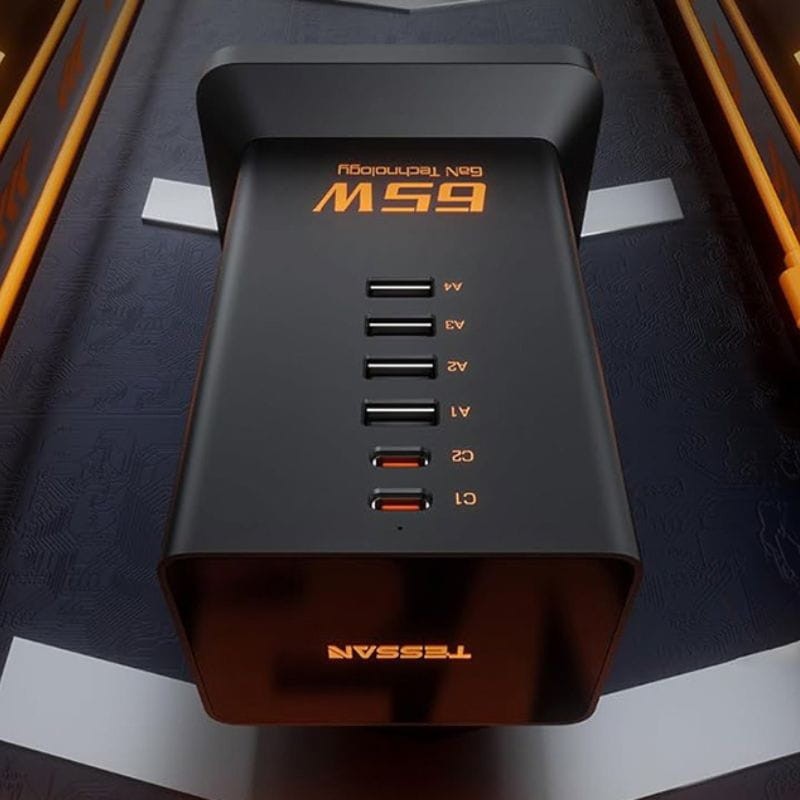 TESSAN TS-FS02DE00 6 USB + 2 enchufes CA Negro - Ítem1