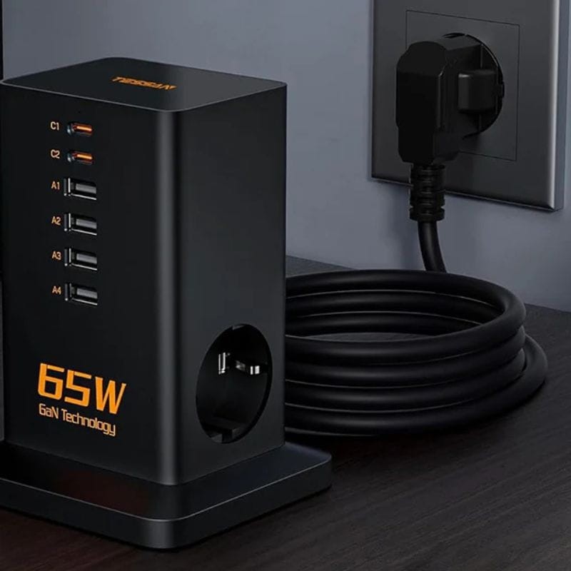 TESSAN TS-FS02DE00 6 USB + 2 enchufes CA Negro - Ítem3
