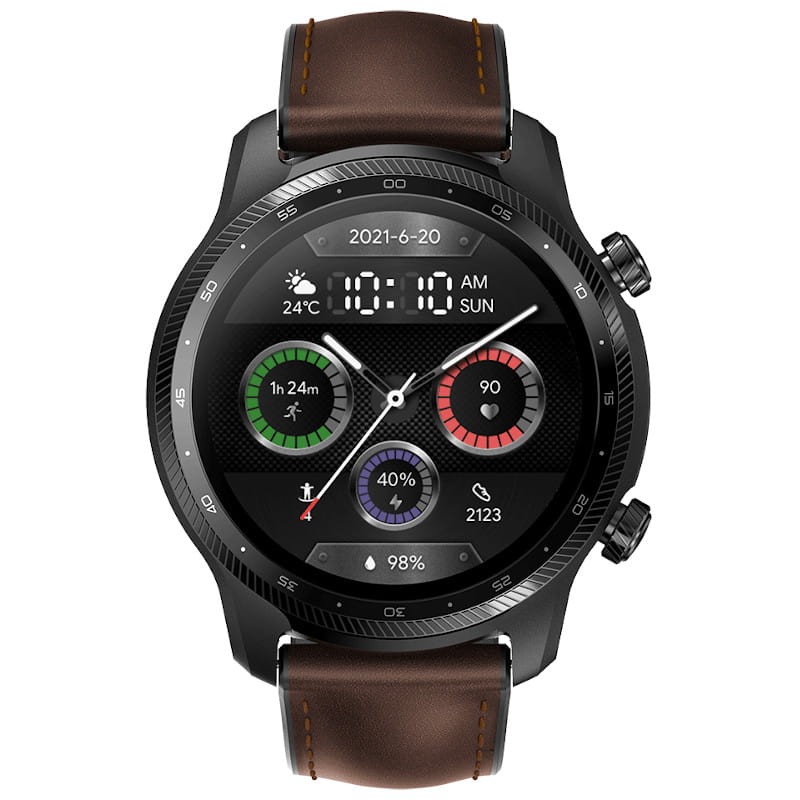 TicWatch Pro3 Ultra 4G Preto com Pulseira de Couro Marrom - Relógio Inteligente Classe B Refurbished - Item