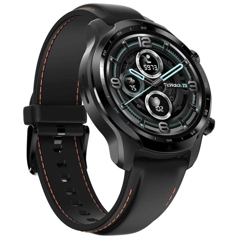Ticwatch Pro 3 GPS - Clase B Reacondicionado - vista en ángulo con la corona lateral