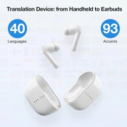 Timekettle M3 Versão Offline Sem Fios Bluetooth ANC 25 h Branco: estojo branco minimalista e earbuds in-ear com hastes curtas e acabamento suave