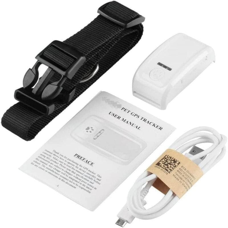 Contenido de la caja del Rastreador GPS para mascotas TKSTAR TK909 IP66 Blanco/Negro