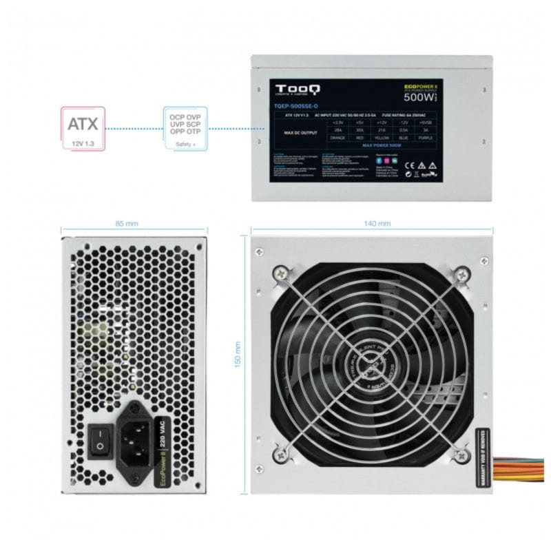 Alimentation TooQ Ecopower II 500W Argent - Ítem4
