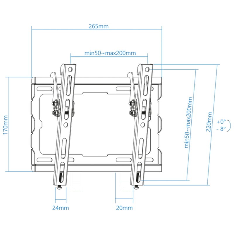 TooQ LP1044T-B inclinável 43 VESA 200x200 mm Preto - Item2