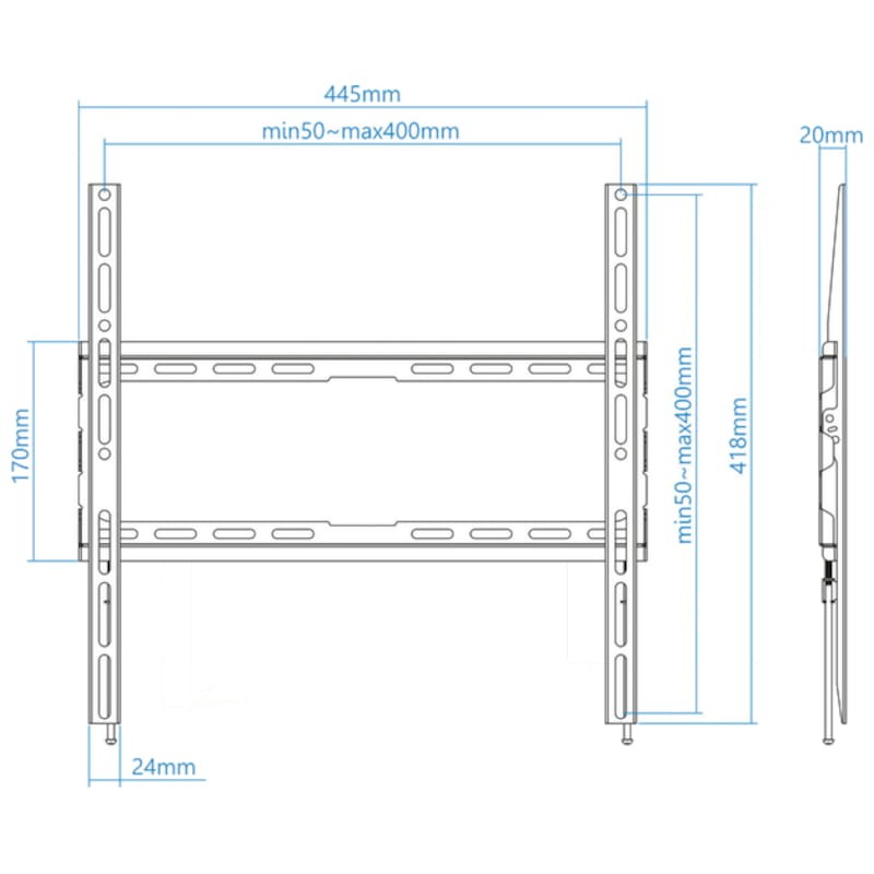 TooQ LP1070F-B Fixe 70 VESA 400x400 mm Noir - Ítem2