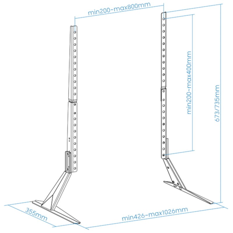 TooQ Soporte de mesa para pantallas 23-75 800x400 mm Negro – Soporte para TV - Ítem1