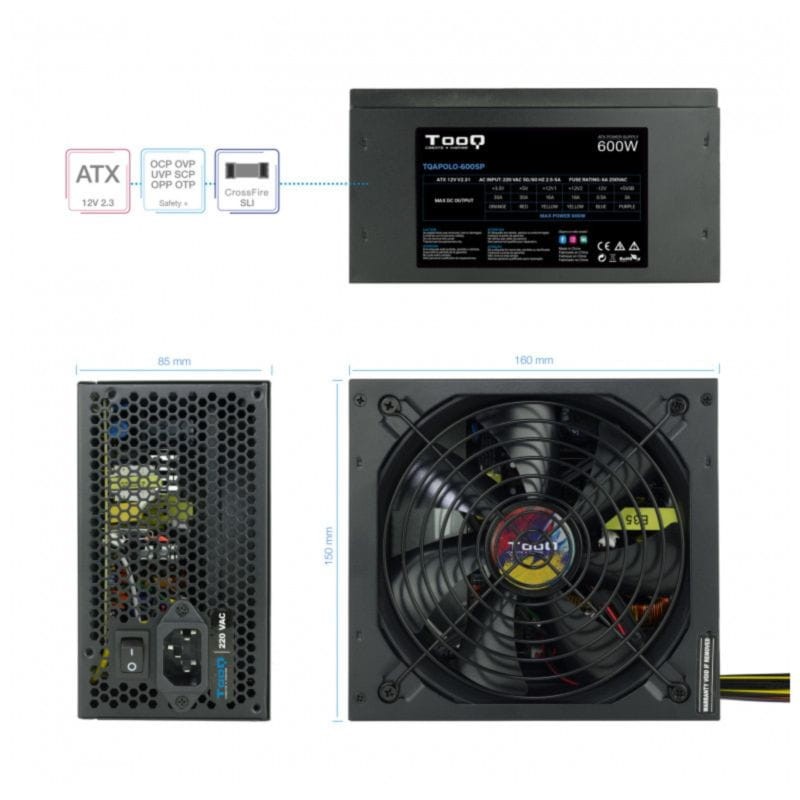 Alimentation électrique TooQ TQAPOLO-600SP 600W Noir - Ítem2