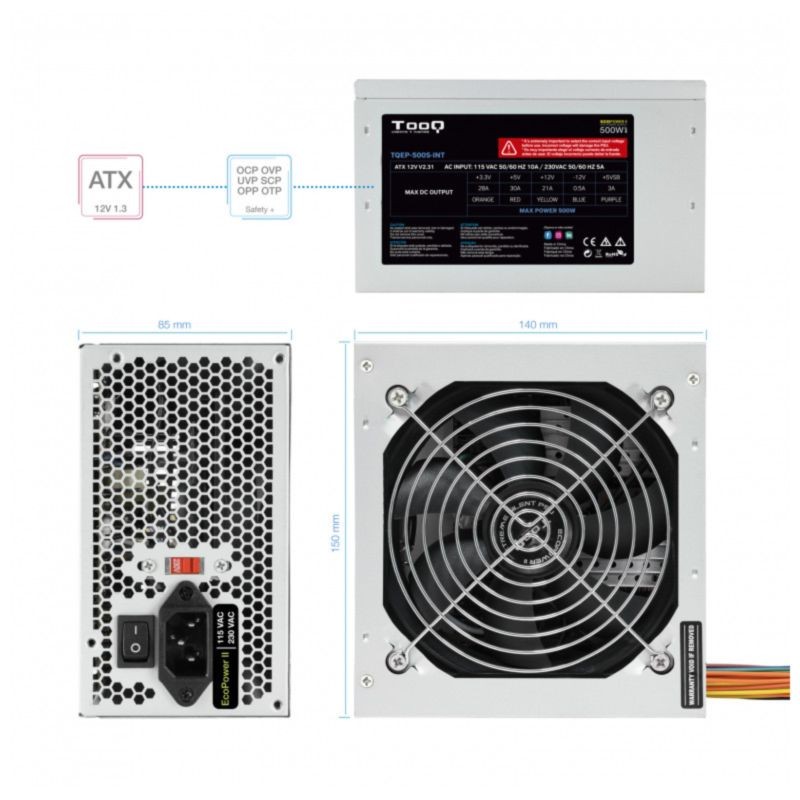 Fonte de Alimentação TooQ TQEP-500S-INT 500W Prata - Item4
