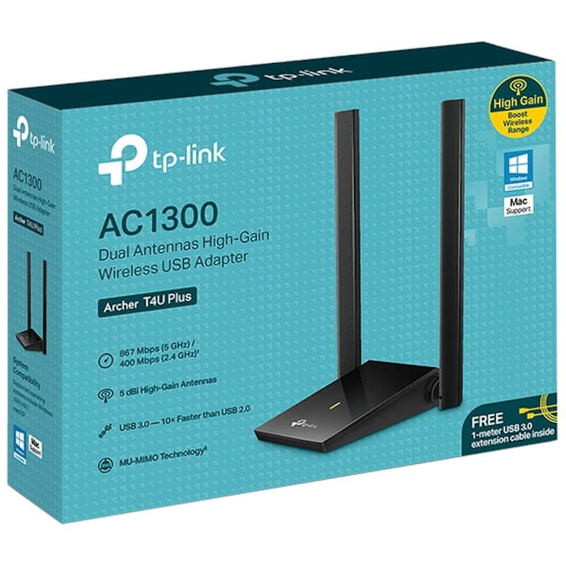 TP-Link Archer T4U Plus Adaptador WiFi USB AC1300 - Caja