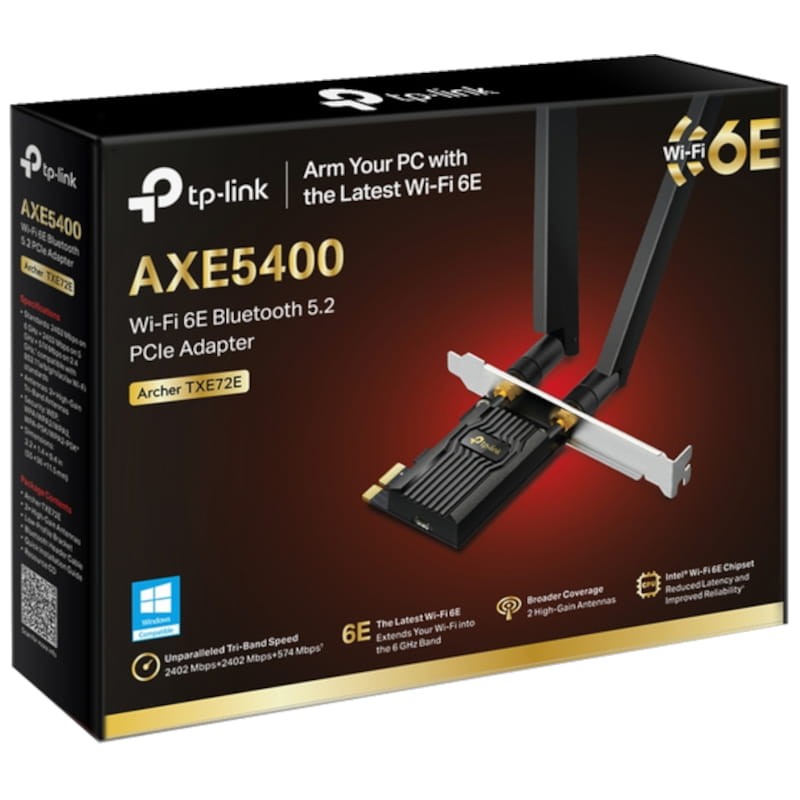 Placa de rede TP-Link Archer TXE72E PCIe Wi-Fi 6E AXE5400 Bluetooth 5.3 - Item1