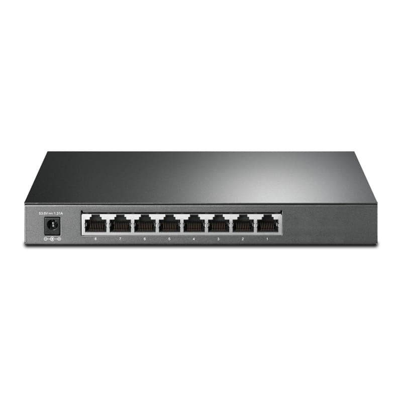 TP-Link TL-SG2008 Switch Smart JetStream Gigabit de 8 Puertos con 4 Puertos PoE+ Negro vista trasera