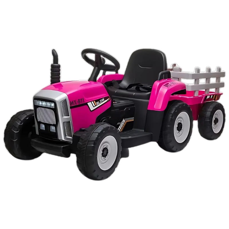 Trator Ceres com Reboque Rosa - Carro Elétrico para Crianças - Item