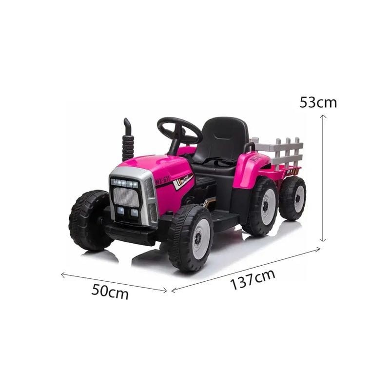 Trator Ceres com Reboque Rosa - Carro Elétrico para Crianças - Item4
