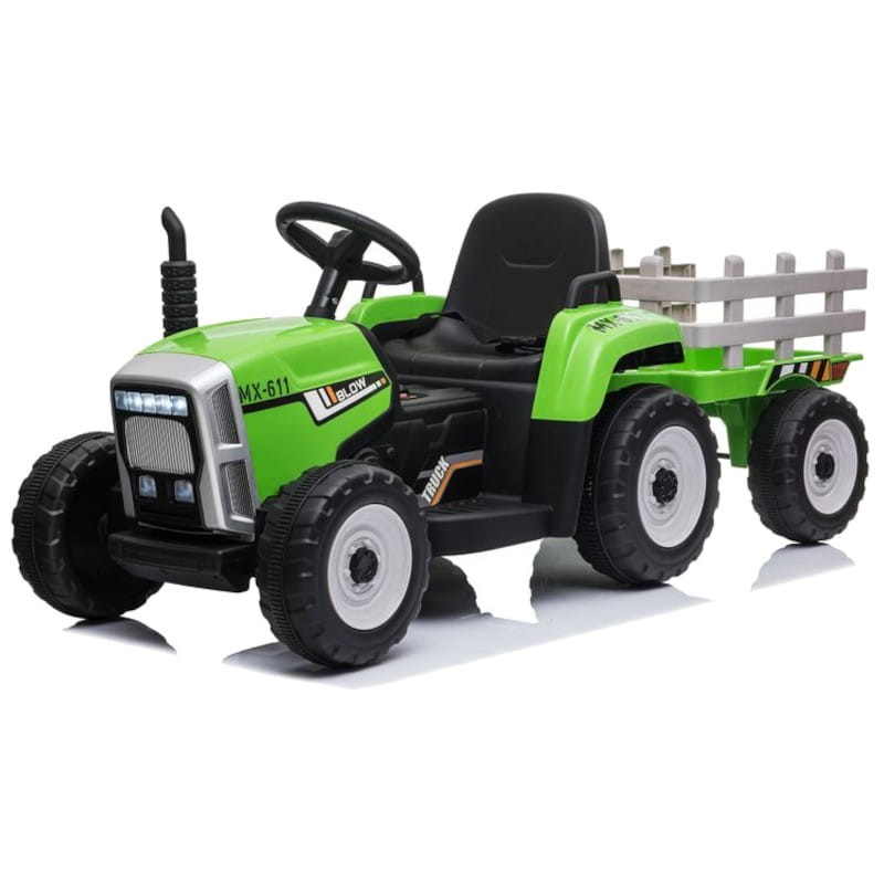 Tractor eléctrico - Verde - Batería de 12 V - 2 motores