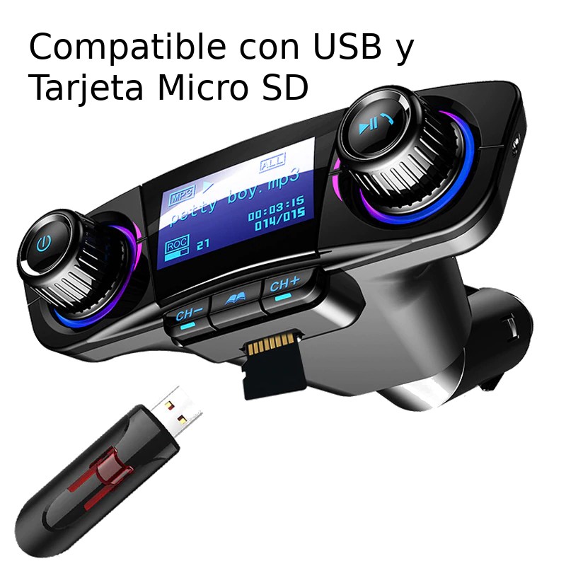 Transmisor M3 Bluetooth FM / MP3 con Pantalla para Coche - Ítem1