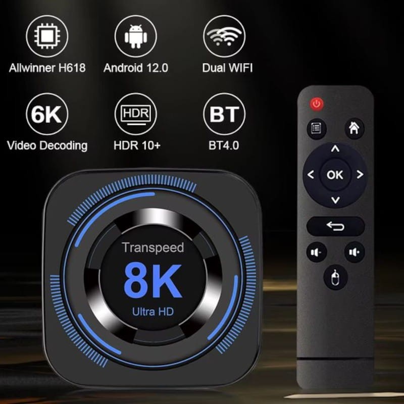 Transspeed 8K H618 2GB/16GB Dual Wifi Android 12 Preto - Android TV - Item1