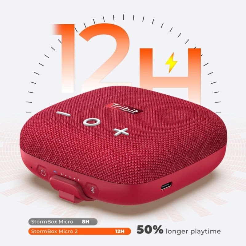 Enceinte Bluetooth Tribit StormBox Micro 2 BTS12 Rouge avec autonomie de 12 heures
