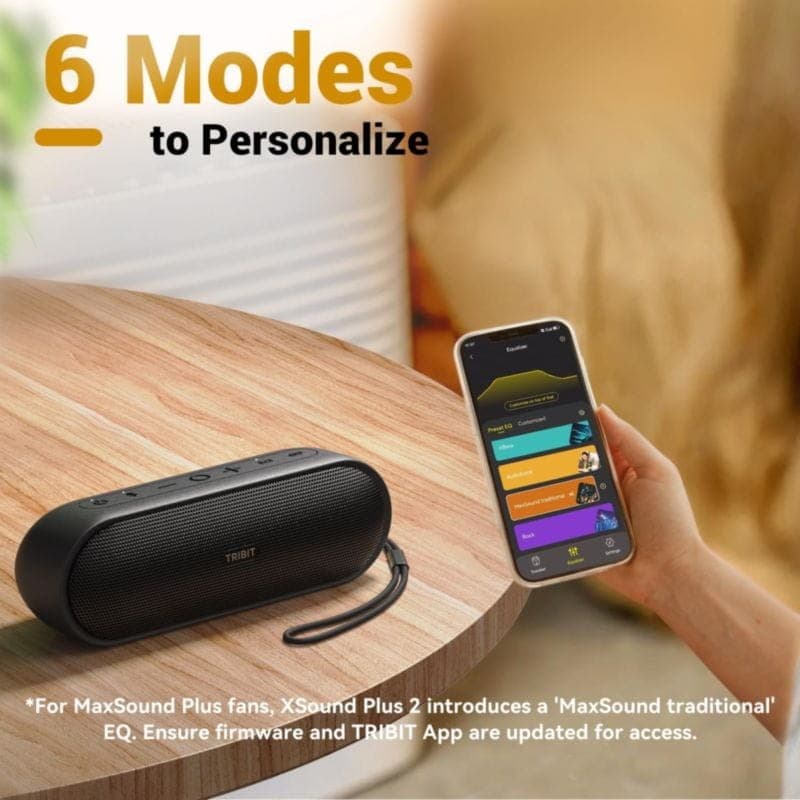 Coluna Tribit Xsound Plus 2 Preto com 6 opções predefinidas do equalizador