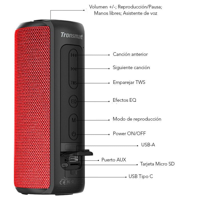 Tronsmart Element T6 Plus 40W Bluetooth 5.0 Rouge - Enceinte Bluetooth - Ítem1