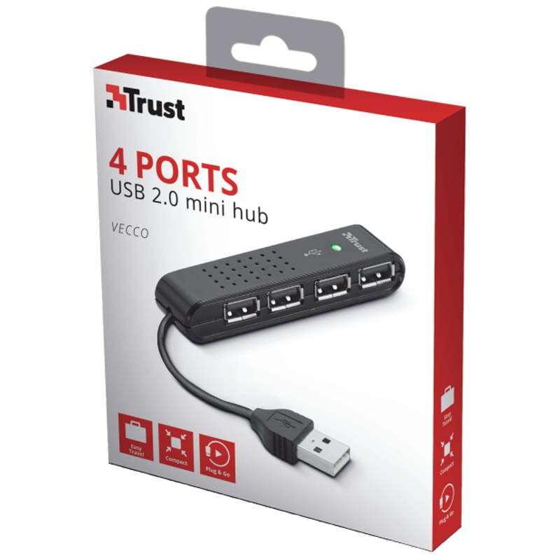 MiniHUB USB 4 portas barato - Trust Vecco offer MiniHUB USB 2.0 - Item4