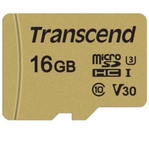 Transcend TS16GUSD500S 16 GB Classe 10 UHS-I U3 V30 MLC NAND Or - Carte microSD
