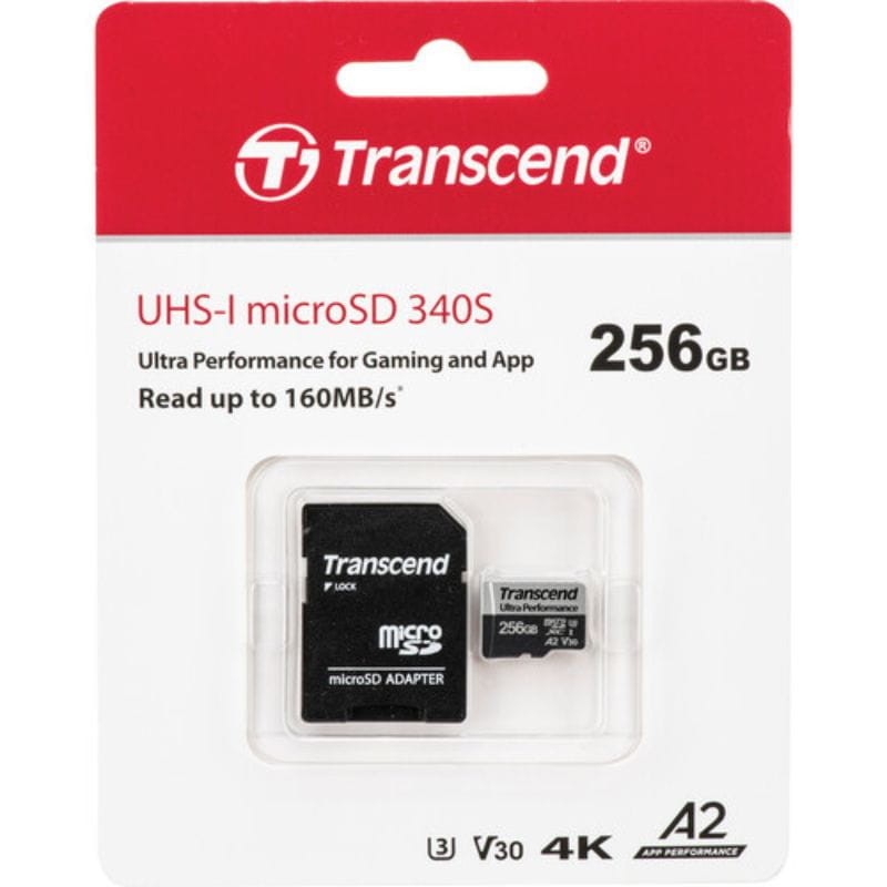 Transcend TS256GUSD340S 256 GB Classe 10 UHS-I U3 V30 A2 Preto / Cinzento - Cartão microSD - Item1