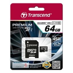 Transcend TS64GUSDU1 64 GB Classe 10 UHS-I U1 MLC NAND Preto / Vermelho - Cartão microSD pacote