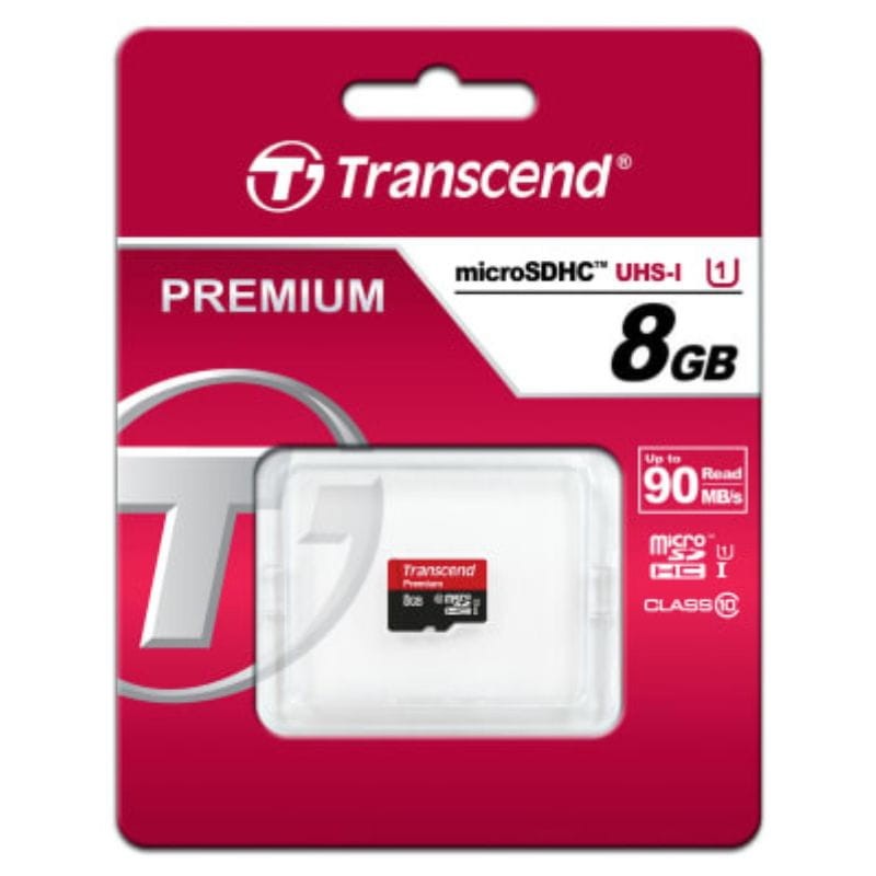 Transcend TS8GUSDU1 8 GB Classe 10 UHS-I U1 MLC NAND Noir / Rouge - Carte microSD - Ítem1