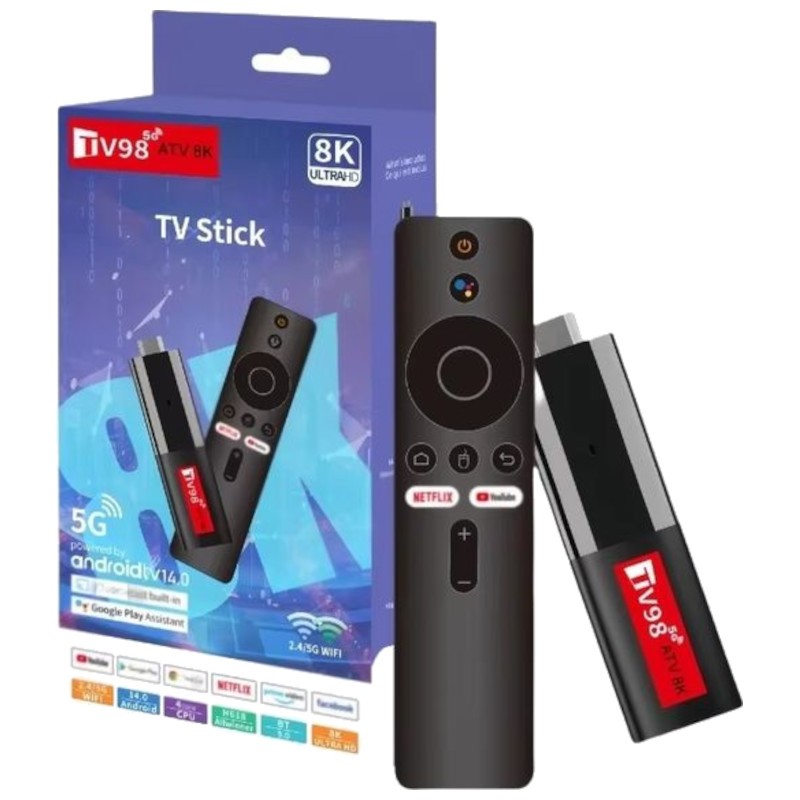TV98 ATV Mini 8K H618 2 Go/16 Go Double Wifi Android 14 Noir - Android TV - Ítem6