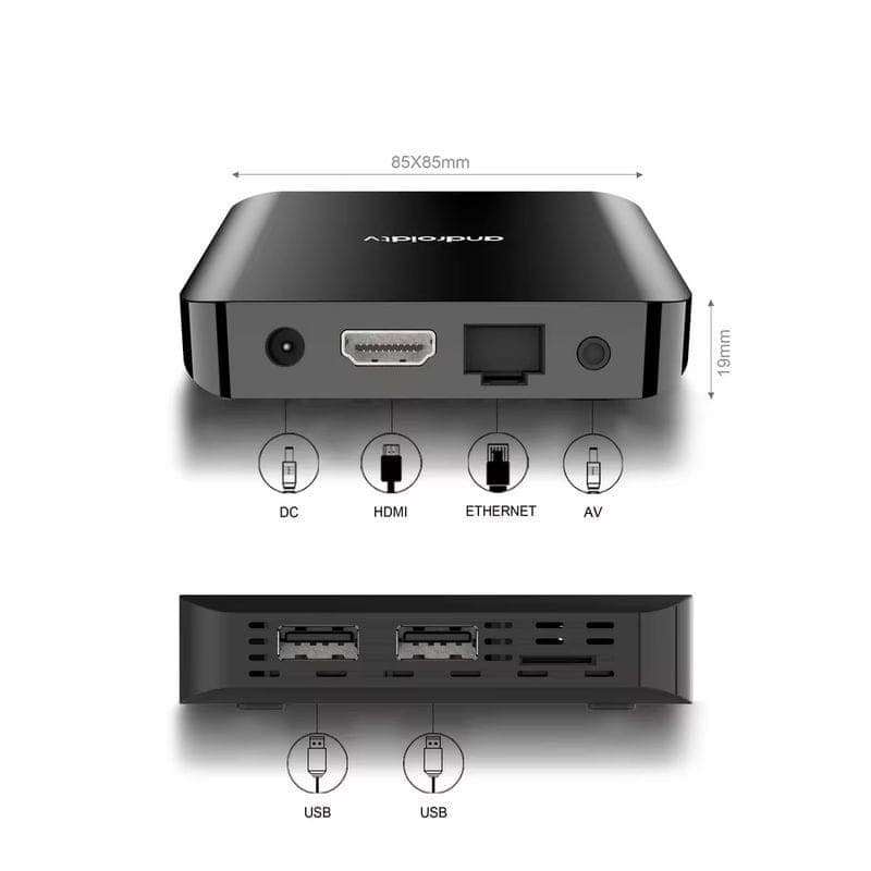 Portas de TV98 ATV PLUS 8K H313 2GB/16GB Dual Wifi Android 14 Preto - Android TV