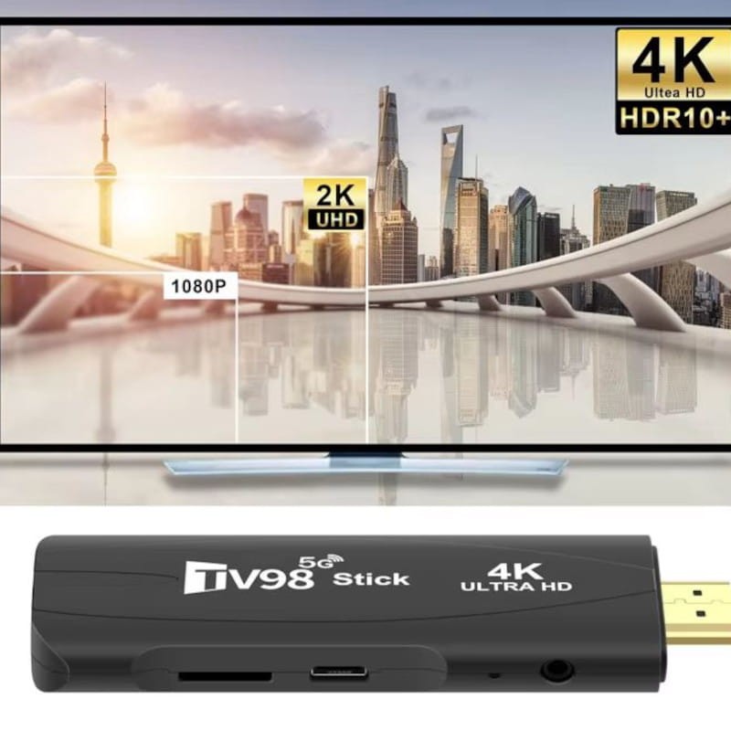 TV98 Stick 4K 1 Go/8 Go Double WIFI Android 14 Noir - Android TV - Ítem2