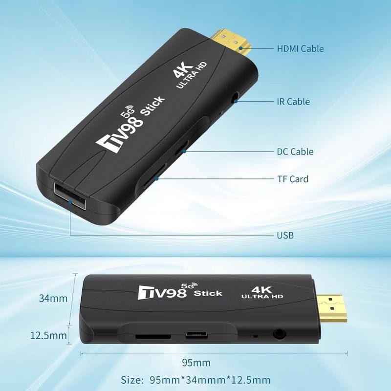 TV98 Stick 4K 1 Go/8 Go Double WIFI Android 14 Noir - Android TV - Ítem4