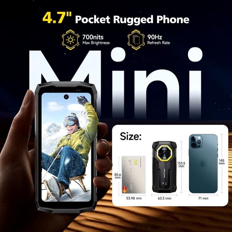 Tamanho de Ulefone Armor Mini 20T Pro 5G 8GB/256GB Preto - Telemóvel