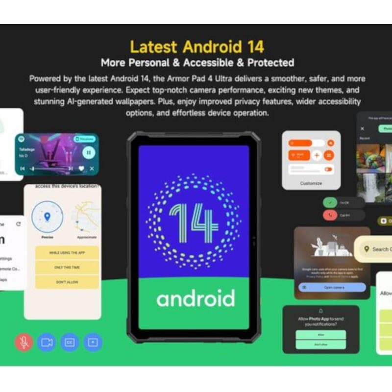 Android de Ulefone Armor Pad 4 Ultra 5G 13.3 8GB/256GB Preto - Tablet robusto