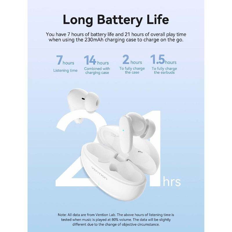 Auriculares Bluetooth TWS Vention NBFW0 Branco - Item1