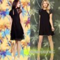 Vestido Negro Casual con Mangas de Encaje - Ítem
