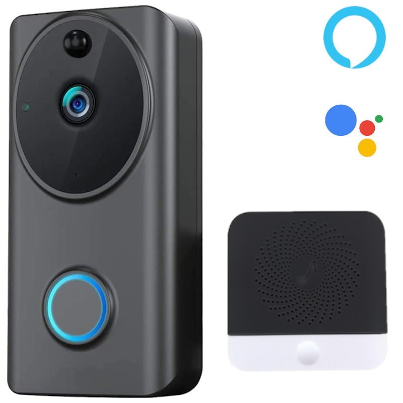 Visiophone Wifi Sans Fil Tuya Smart Google Home / Amazon Alexa Black + Sonnerie - Ítem