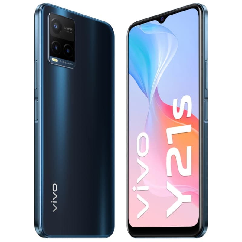 Vivo Y21s 4GB/128GB Azul Vista frontal e traseira da tela