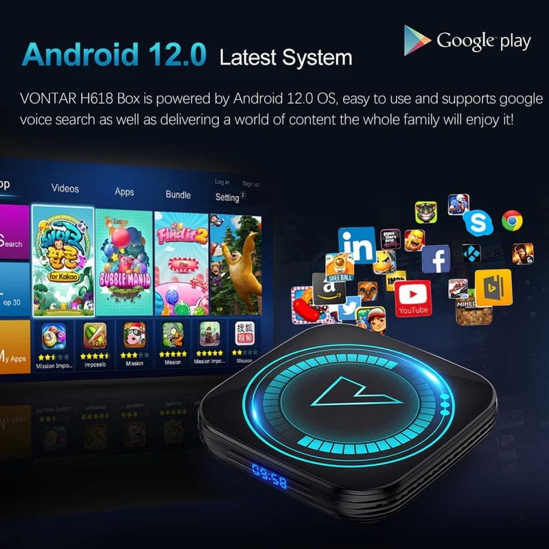 Vontar H618 2Go/16Go 4K Android 12.0 - Android TV - Ítem1