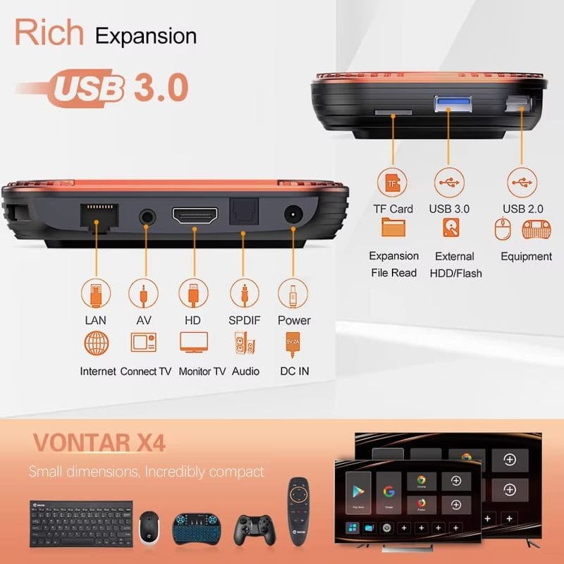 Interfaz de Vontar X4 S905X4 4GB/128GB Dual WiFi Android 11.0 - Android TV