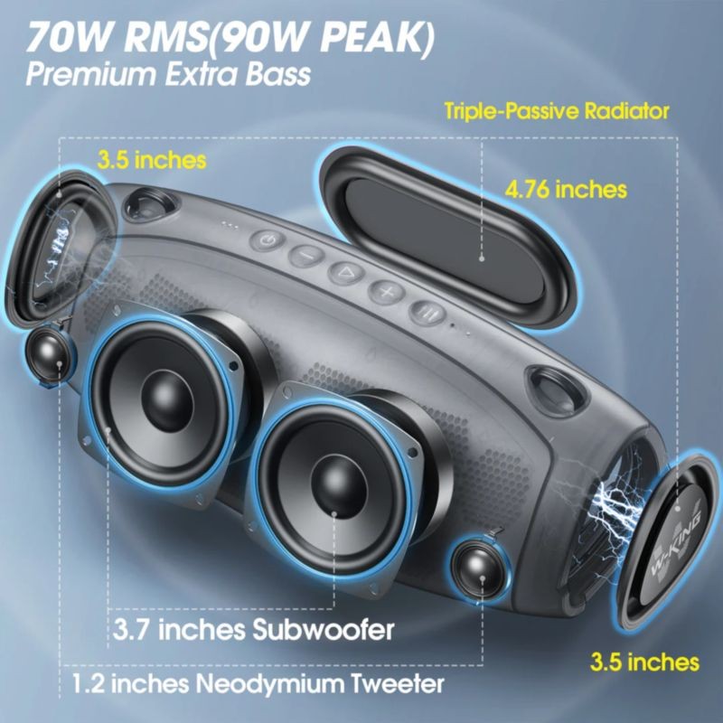 W-KING X10 70W Negro Bluetooth 5.0 - Altavoz inalámbrico - Ítem4