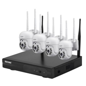 Escam WNK714 Kit de videovigilância IP 3MP Wifi 4 Câmaras Branco